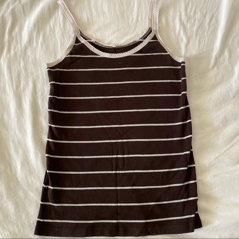 BROWN STRIPED GRUNGE TANK TOP